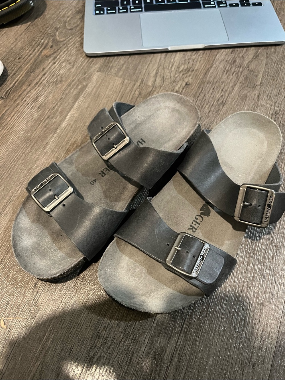 Haflinger two-strap sandals in a dark grey